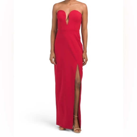 Aidan by Aidan Mattox Dresses & Skirts - NWT Red Aidan by Aidan Mattox Deep V Sweetheart Strapless Gown Dress